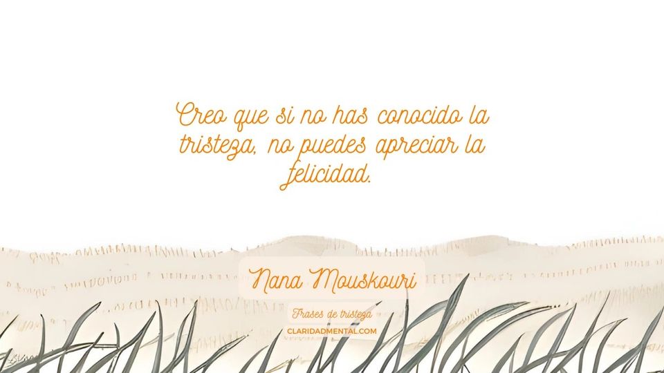 Nana Mouskouri: Creo que si no has conocido la tristeza, no puedes apreciar la felicidad.