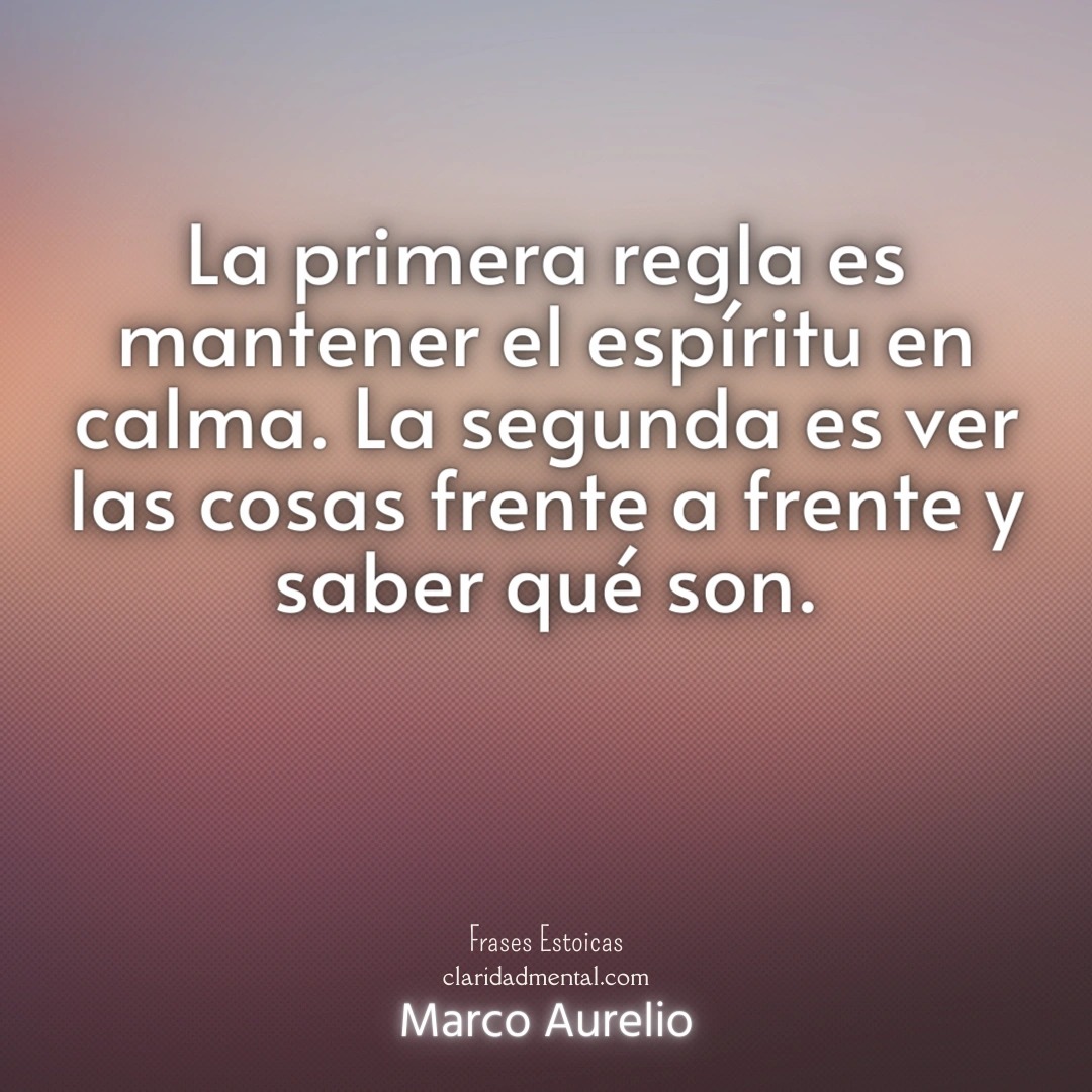Marco Aurelio: La primera regla es mantener el espíritu en calma. La segunda es ver las cosas frente a frente y saber qué son.