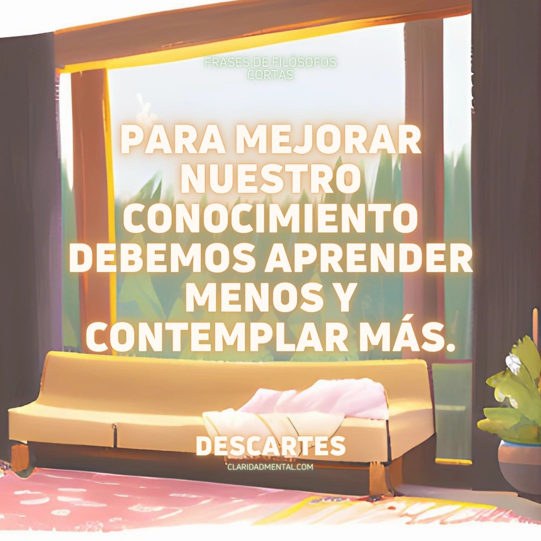 Descartes: Para mejorar nuestro conocimiento debemos aprender menos y contemplar más.
