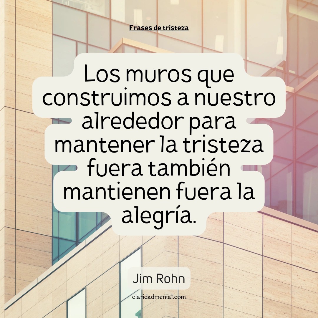 Jim Rohn: Los muros que construimos a nuestro alrededor para mantener la tristeza fuera también mantienen fuera la alegría.