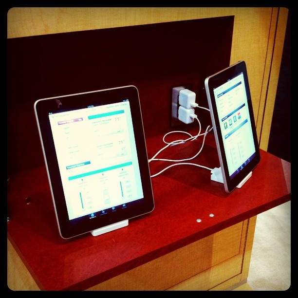 Lutron’s iPad controlled home automation system.  (Taken with instagram)