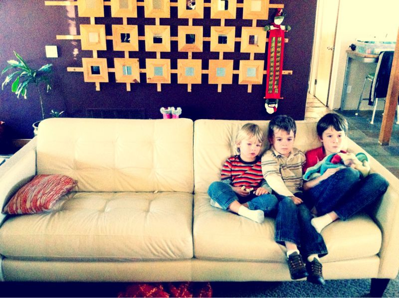 Contemplating titles:

“personal space”

or

“turn on the heater”

Either way… A not-so-effective use of the couch.