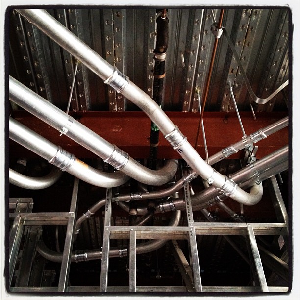 Collision of technology, otherwise known as a rat’s nest.  (Taken with Instagram at Elementary School #9)