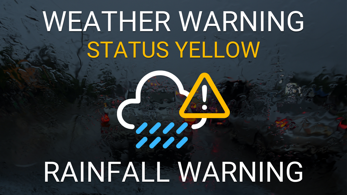 A Status Yellow - Rainfall Warning Issued by Met Éireann
