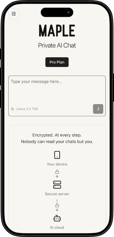 Screenshot of Maple on an iPhone. Maple Home Screen.