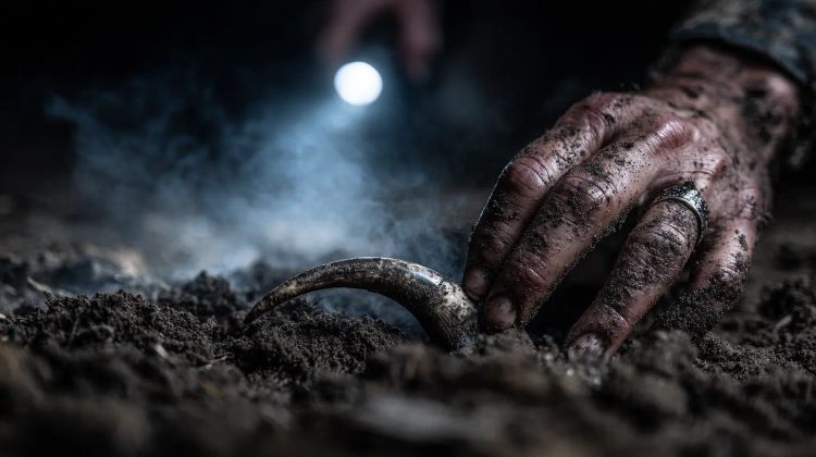 Burying a Cow Horn. Biodynamic Agriculture.