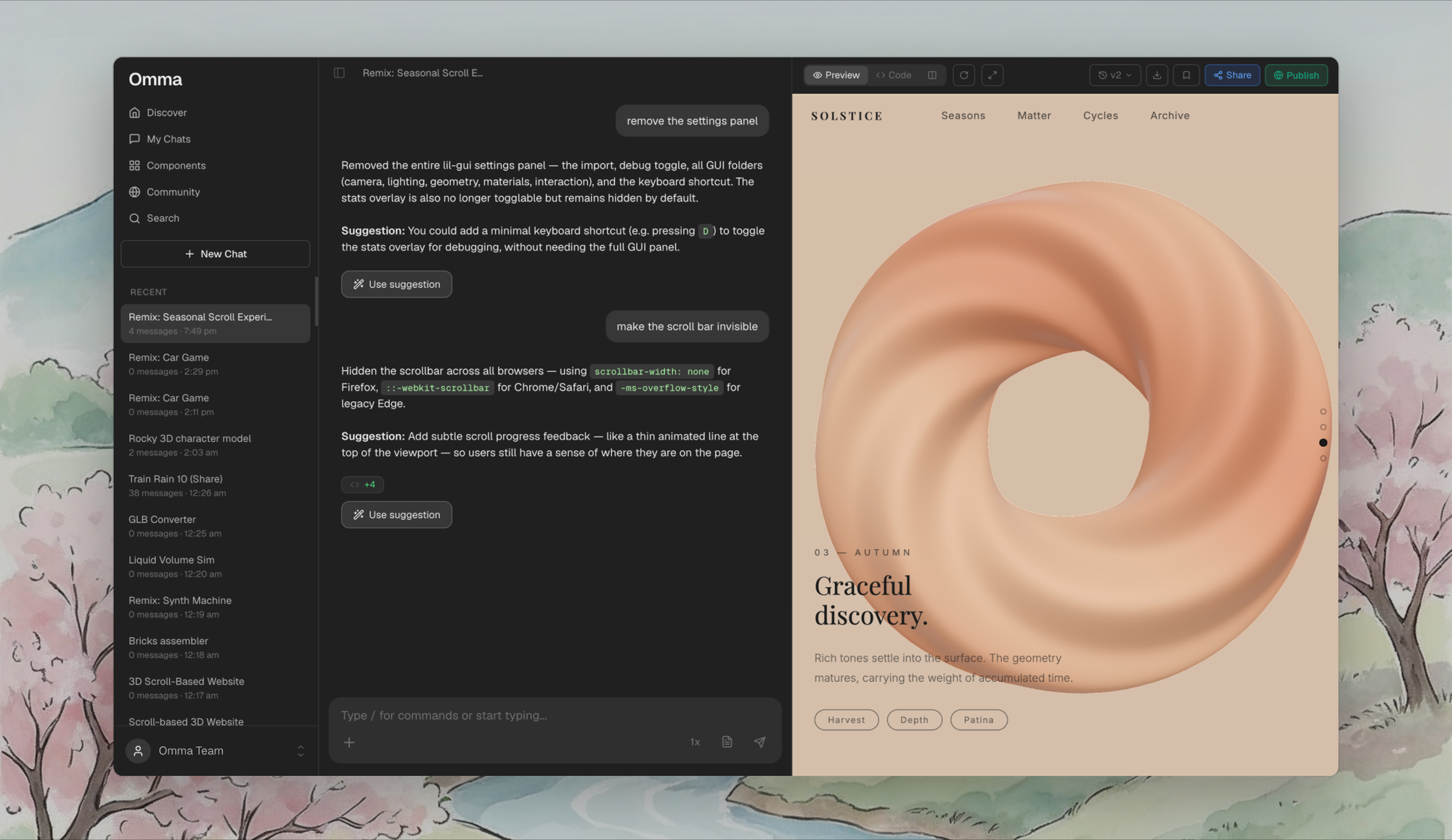 Spline Omma — AI 驅動的互動式創作畫布