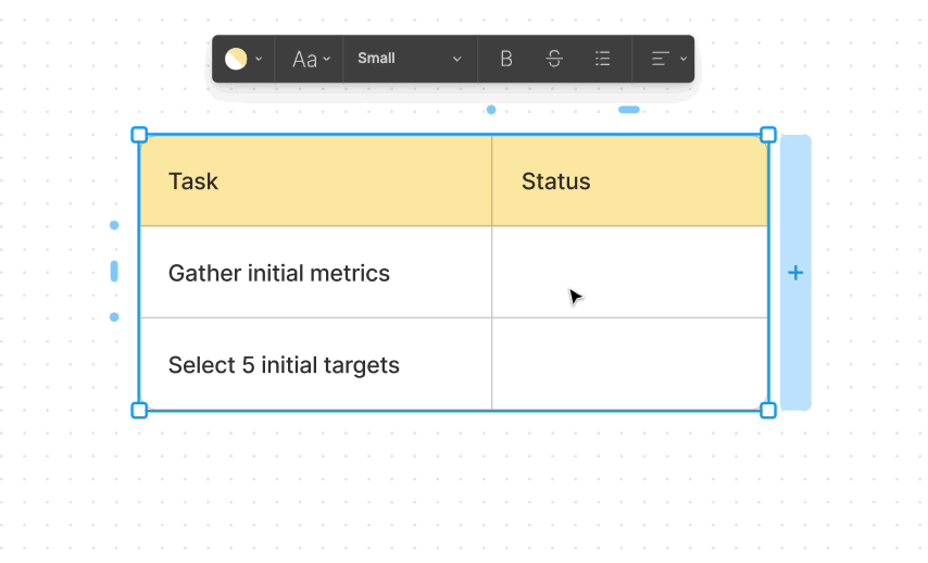 FigJam tables with cell merging and text color