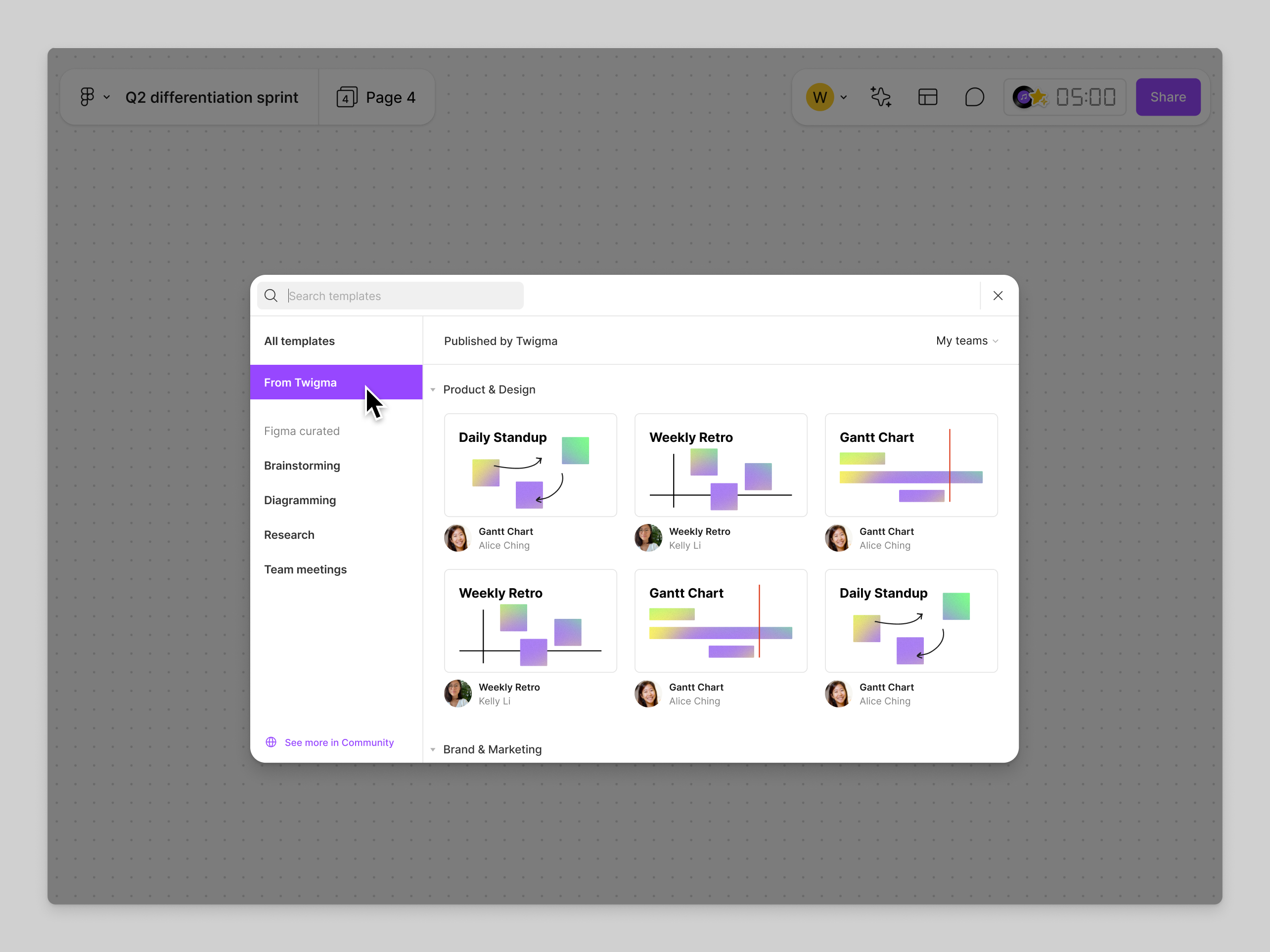 FigJam templates publishing UI