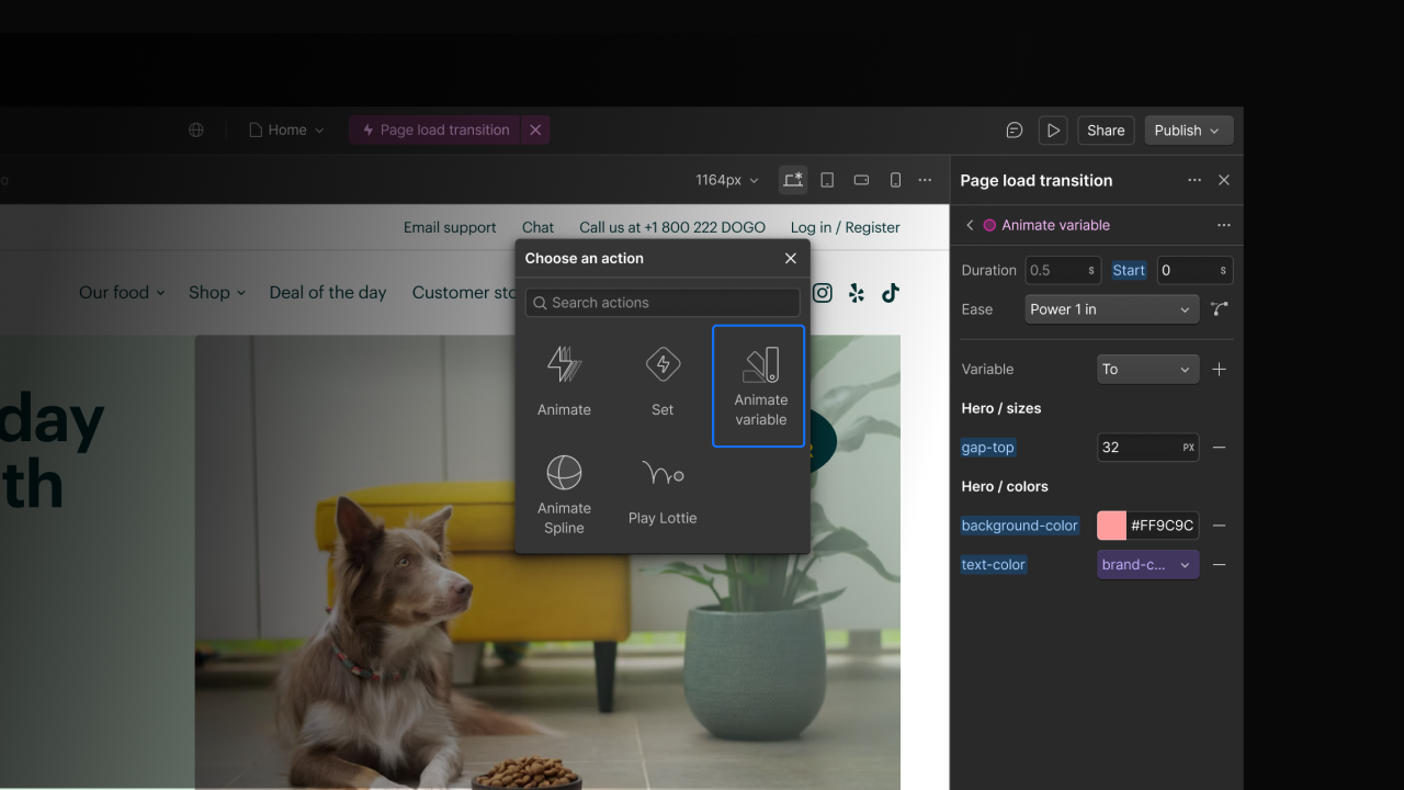 Webflow GSAP Interactions — Variable Animation 支援