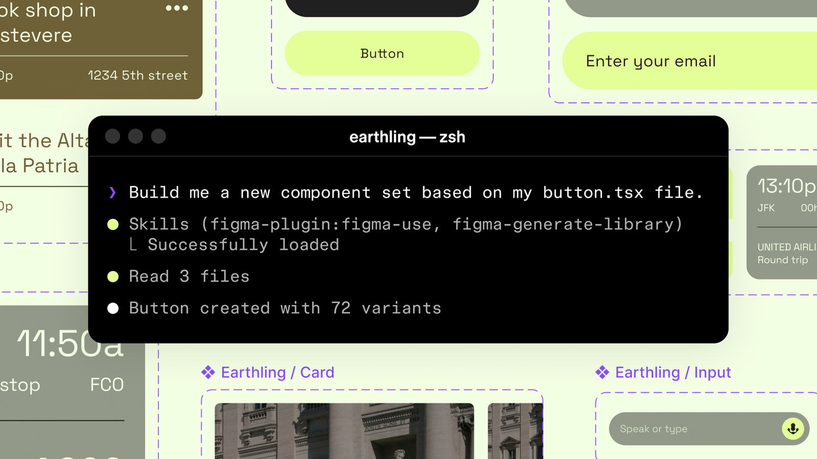 Coding agent calling figma-use skills | Figma 官方畫面