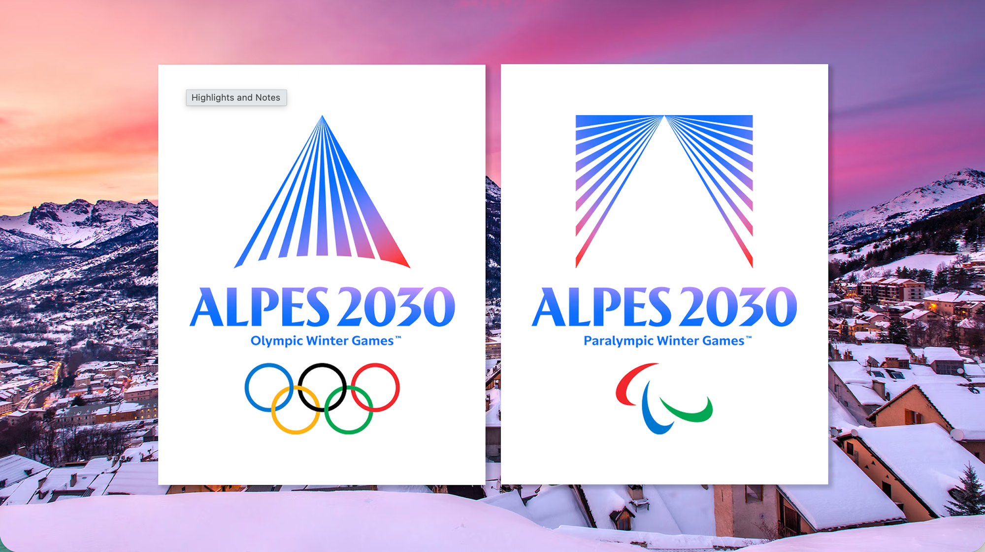 Alpes 2030 Winter Olympics and Paralympics emblems