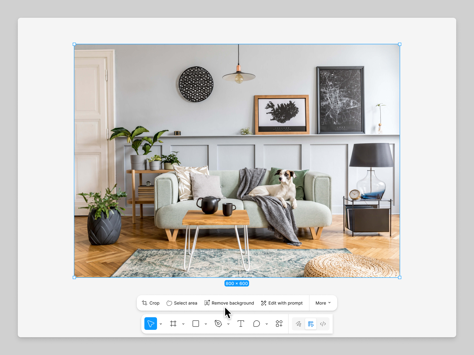 Figma AI image edit toolbar