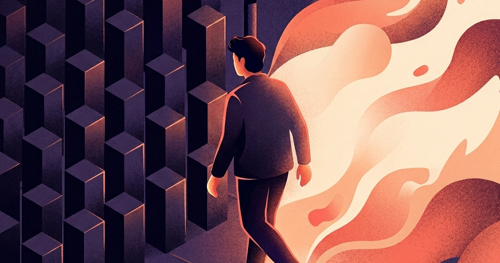 AI 生成的抽象插畫,象徵人機協作