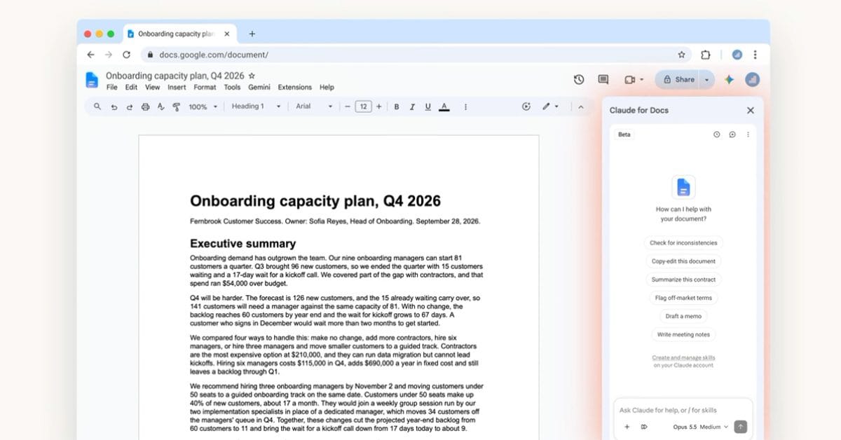 Claude for Google Workspace