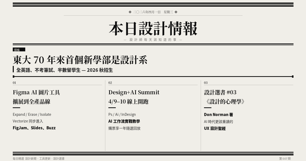 本日設計情報 2026.04.01