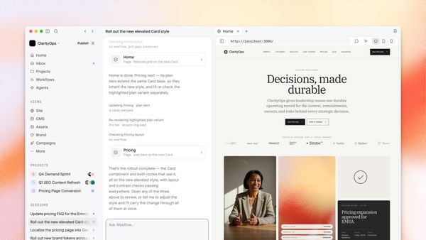 Webflow Source 平台介面截圖