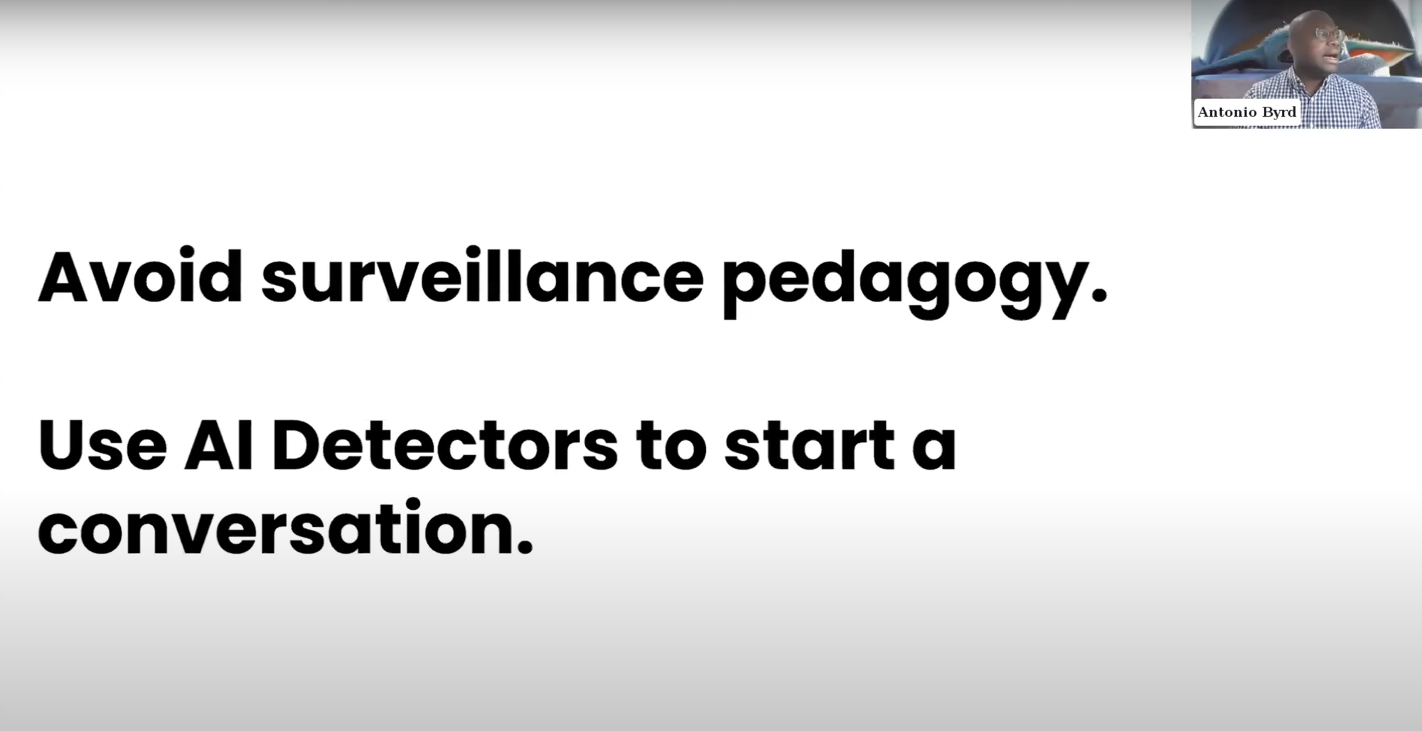 Screenshot from GPTZero's Teaching Responsibly with AI Webinar 1 on AI ethics in education