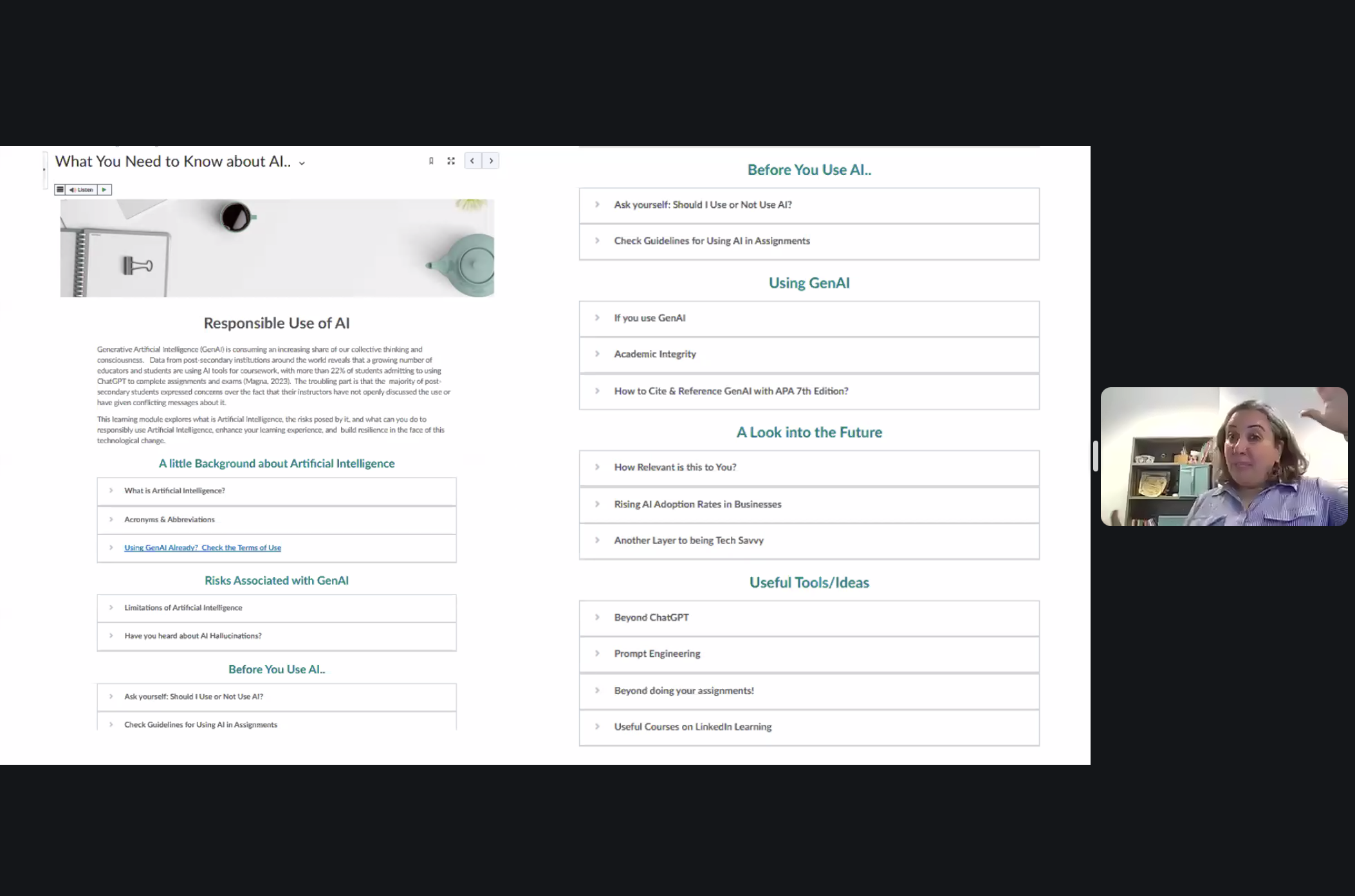Slide from Teaching Responsibly with AI webinar on integrating AI tools in the classroom
