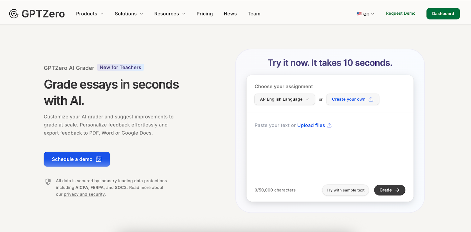 Screenshot of an AI grading tool interface showing feedback on student writing