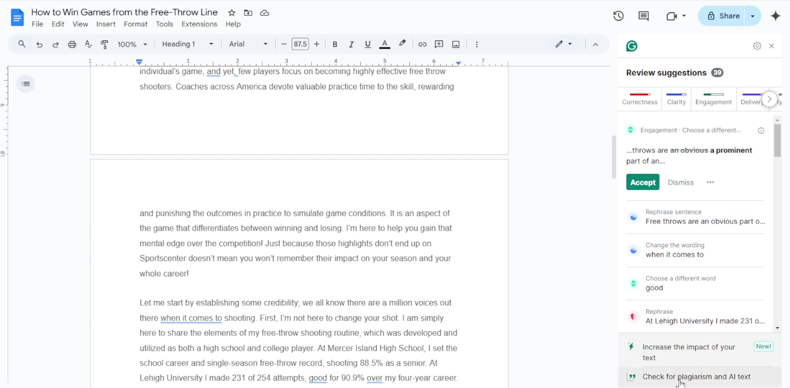 Grammarly AI Chrome extension.