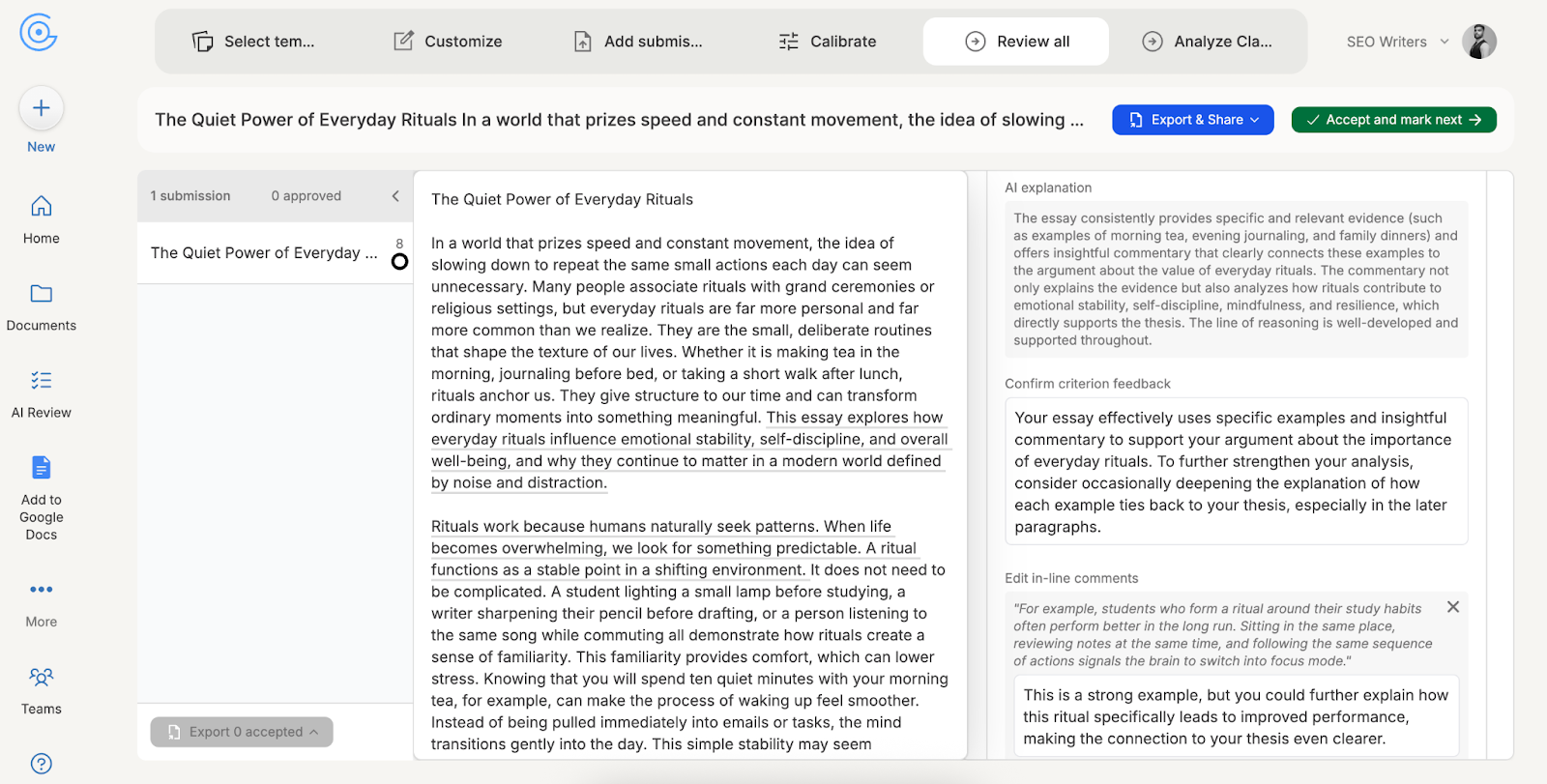 Detecting ChatGPT generated essay using GPTZero AI grader.