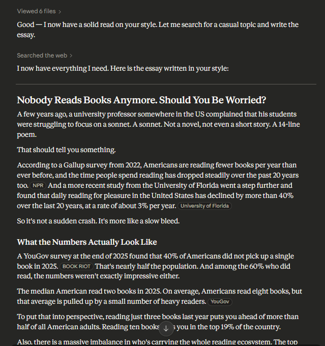 AI-generated essay using Claude