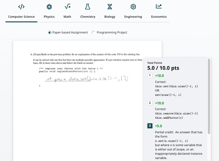 Gradescope grading tool