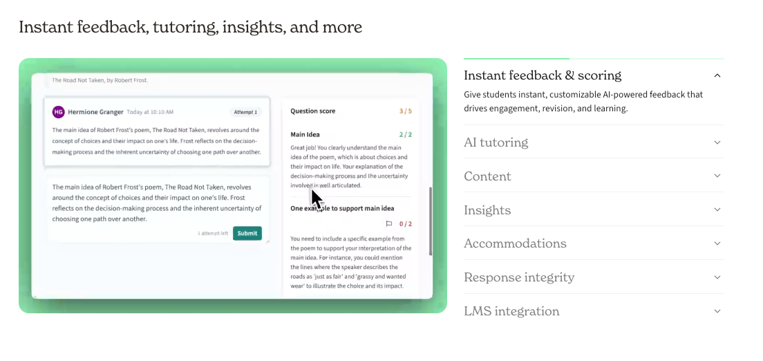 Class Companion feedback and scoring tool.