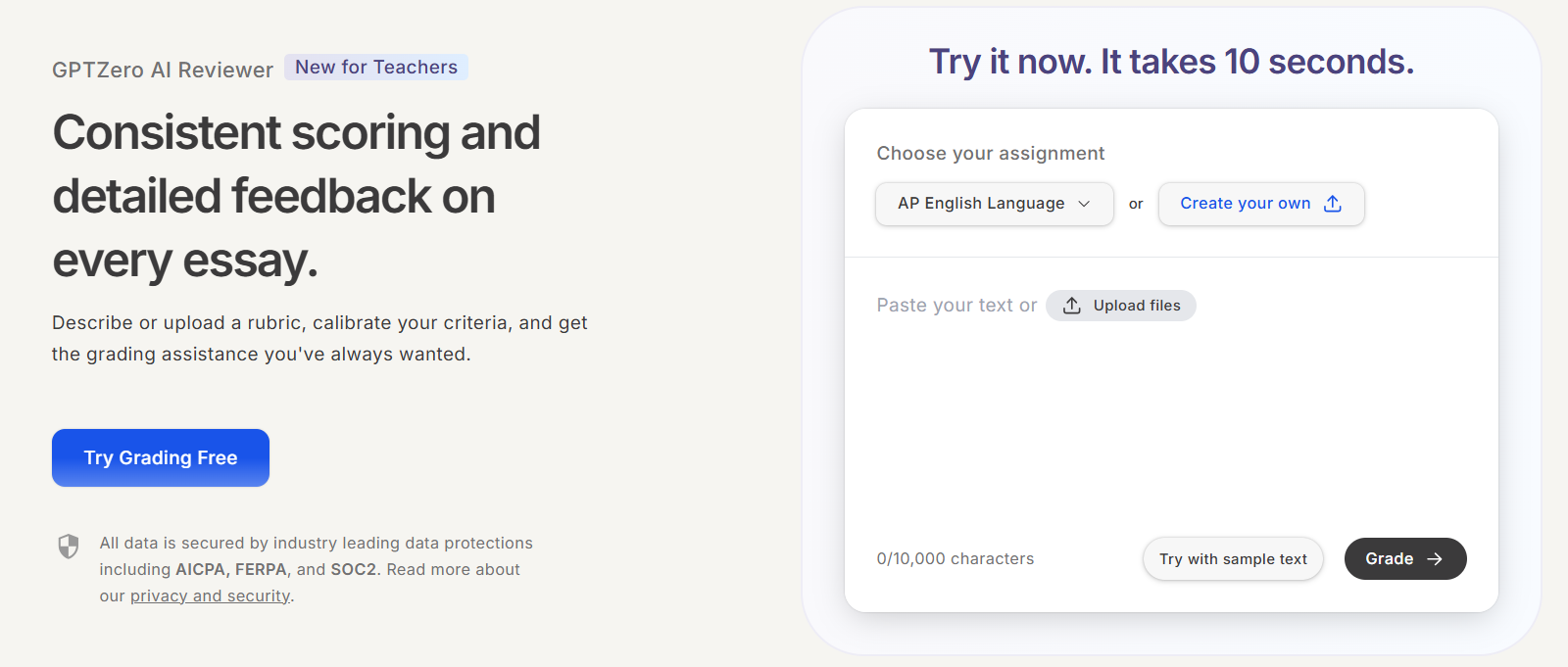 GPTZero essay checker dashboard