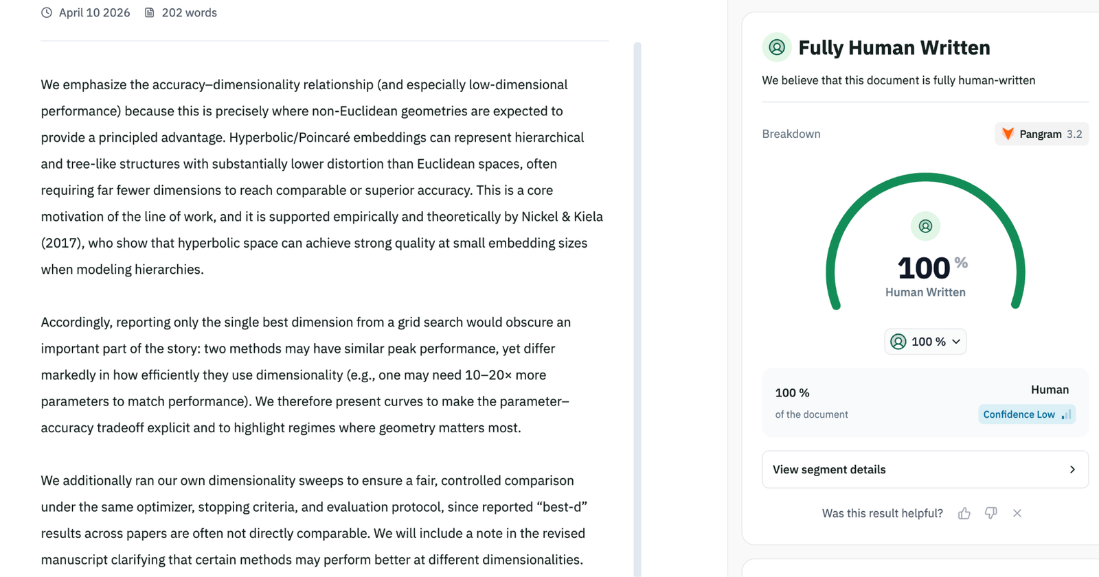 Pangram’s AI detection dashboard