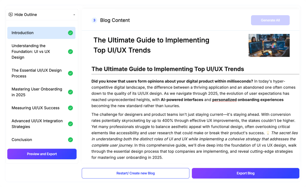 GravityWrite AI blog writer page.