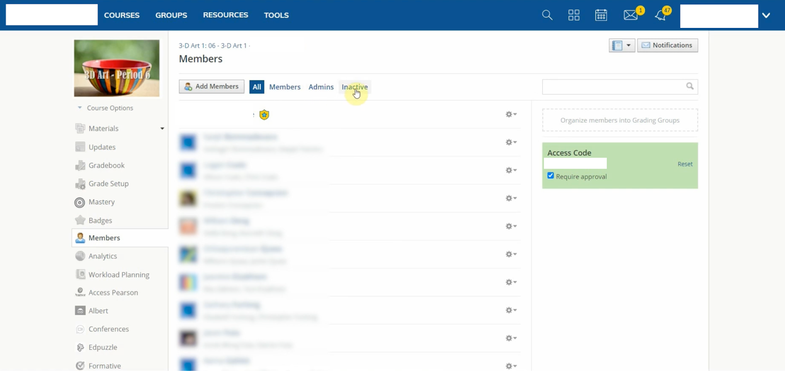Dashboard of Schoology LMS.