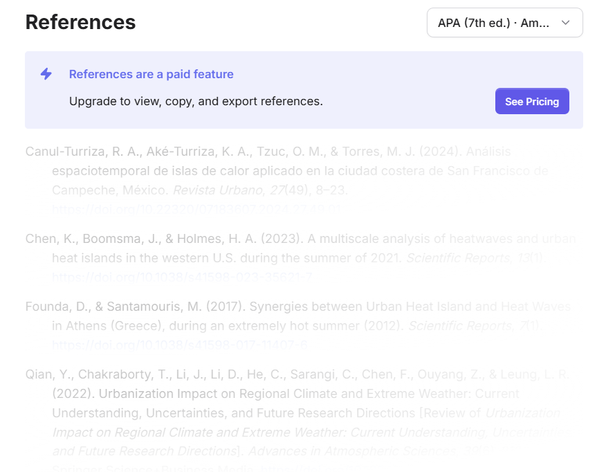 Paid references feature in Jenny AI.