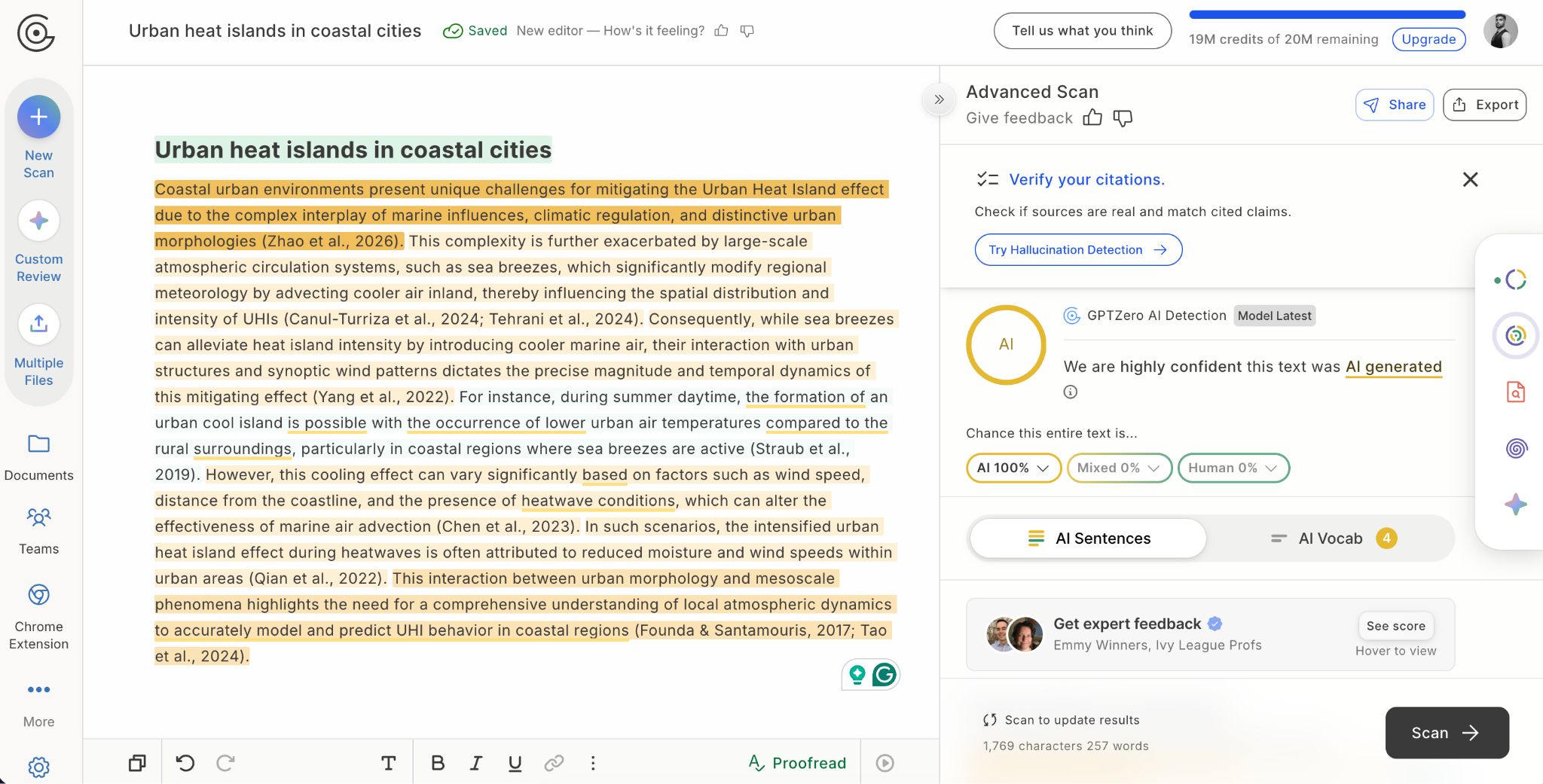 GPTZero correctly identified AI text generated by Jenni AI.