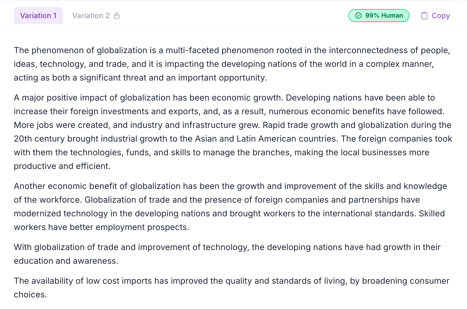 WriteHuman AI’s humanized text.