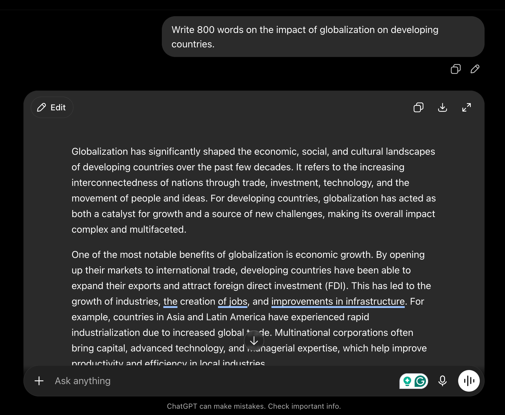 800-word essay generated by ChatGPT.