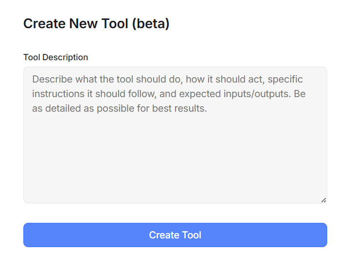 AI tool creation screen in HyperWrite AI.