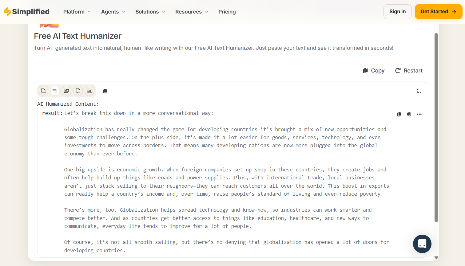 Text generated by Simplified’s free AI text humanizer.