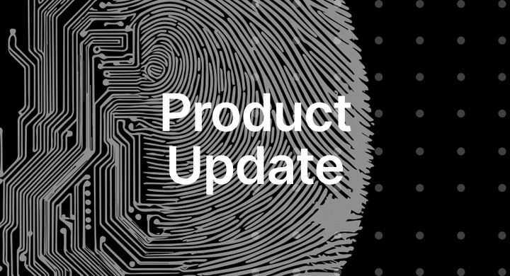 GPTZero product update announcement graphic with fingerprint and circuit board design