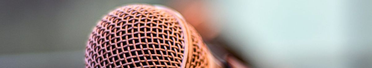 A microphone, in slightly orange light.