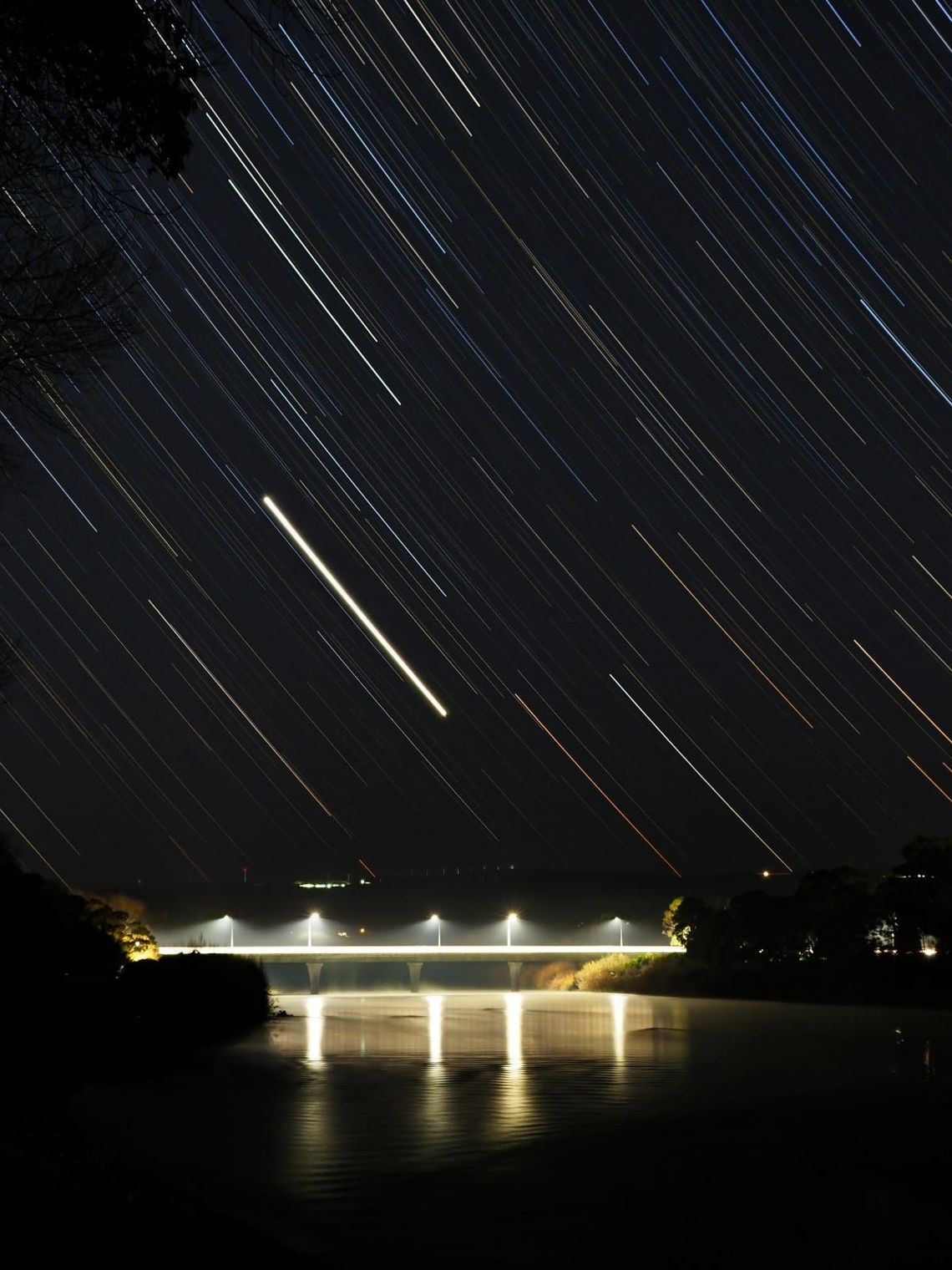 Star Trails over Manawatu River Bridge