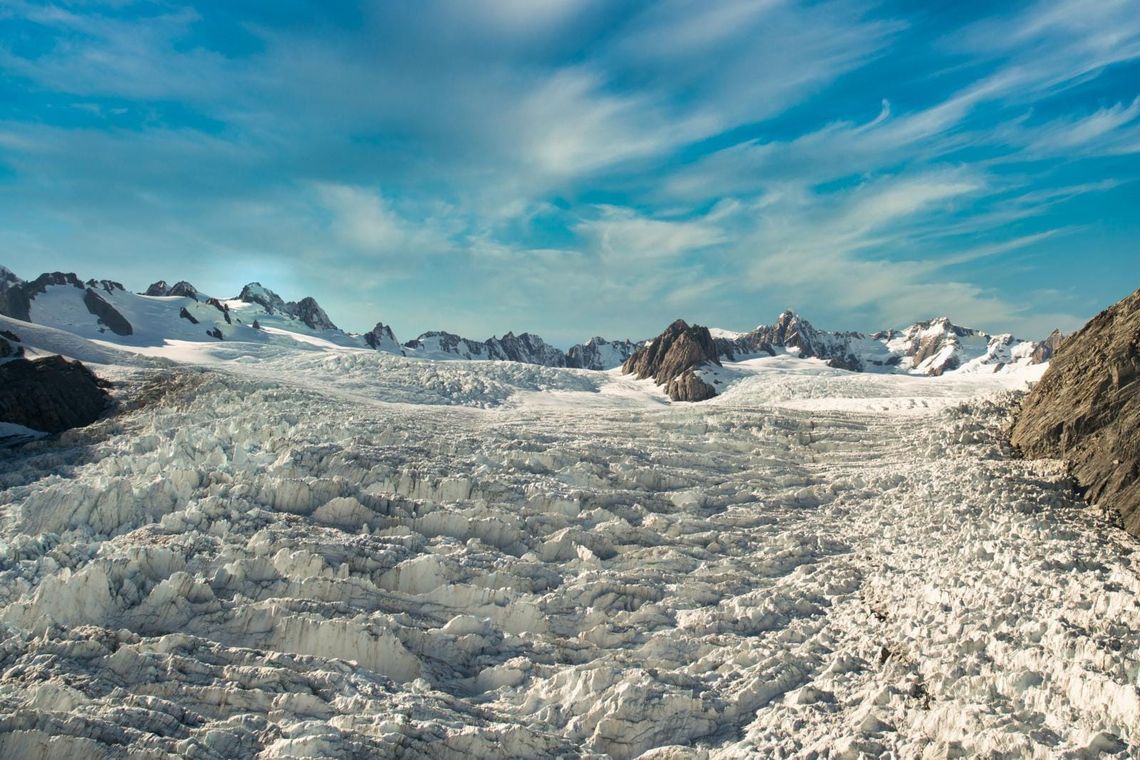 The scenic majesty of the Southern Alps glacier