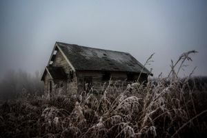 Abandoned rural church in the Badlands