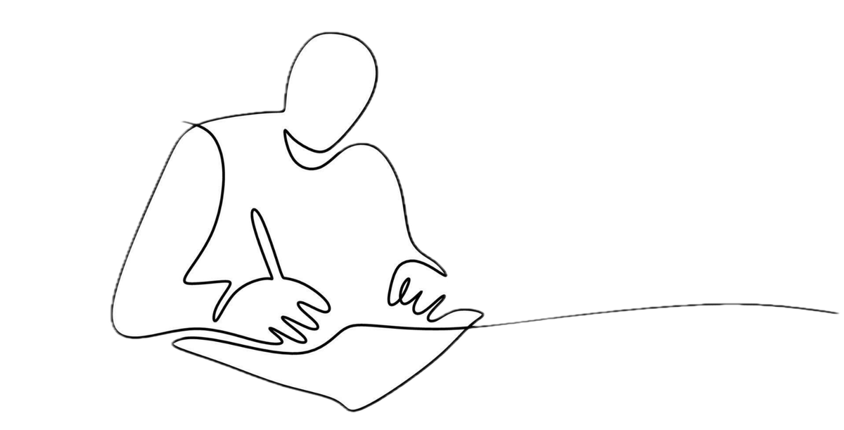 Line art for an image of a writer
