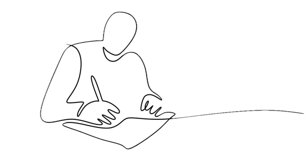 Line art for an image of a writer