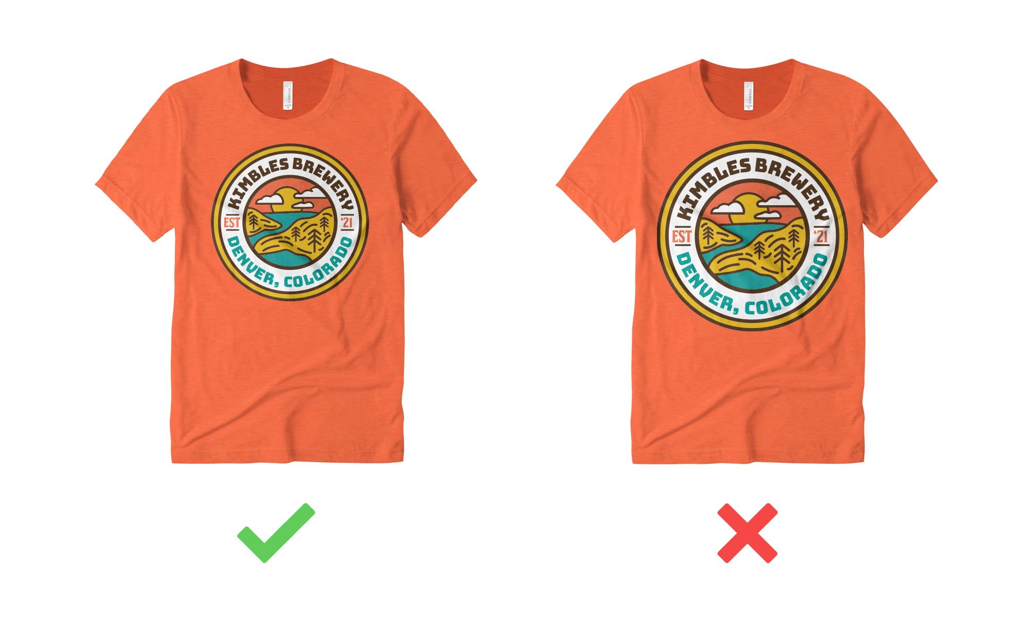 Example of sizing t-shirt design correctly.