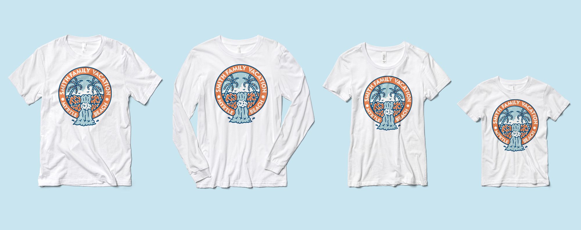 Flatlay of the Gildan Bella Canvas Jersey T-Shirt and its accompanying styles.