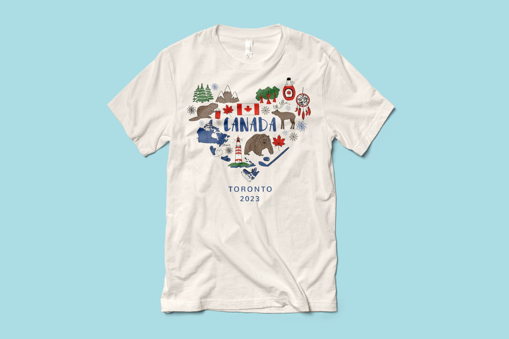 flatlay of a custom vacation t-shirt for a trip to Canada.