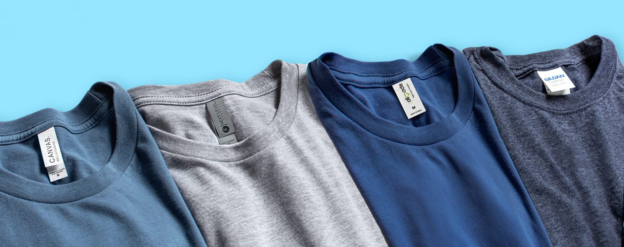 Detail image showing different t-shirt materials and styles.